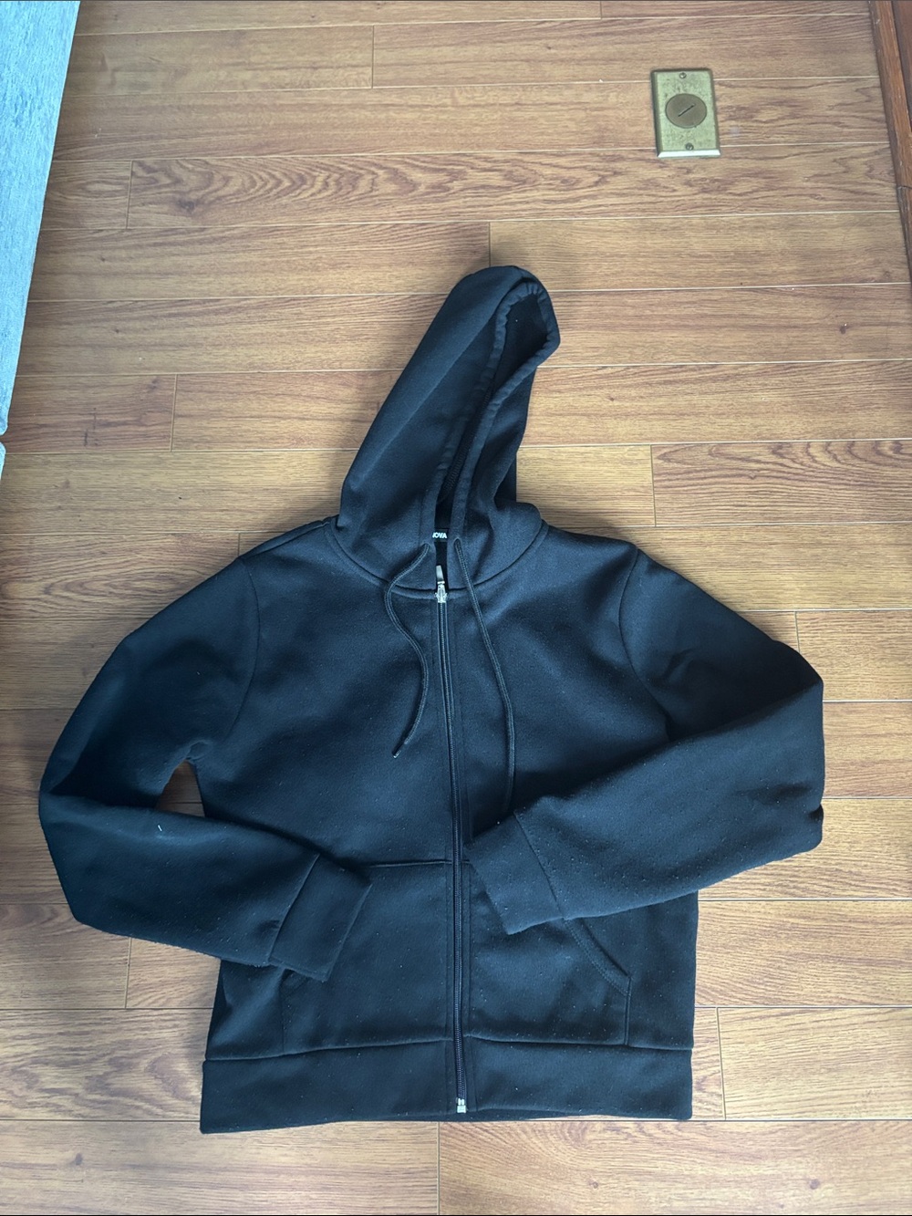 Fashion Nova Black Zip-Up Hoodie Sweater